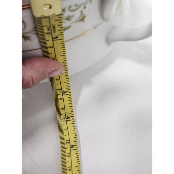 VTG Allegro Porcelain White Green Floral Vegetable Serving Dish Gold Trim Lidded - Picture 12 of 12